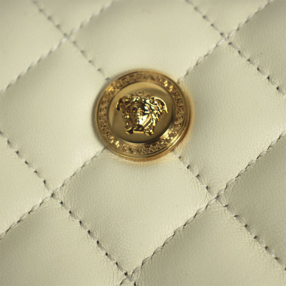Versace White Ivory Quilted Medusa Wallet Leather Zip - Picture 3 of 4